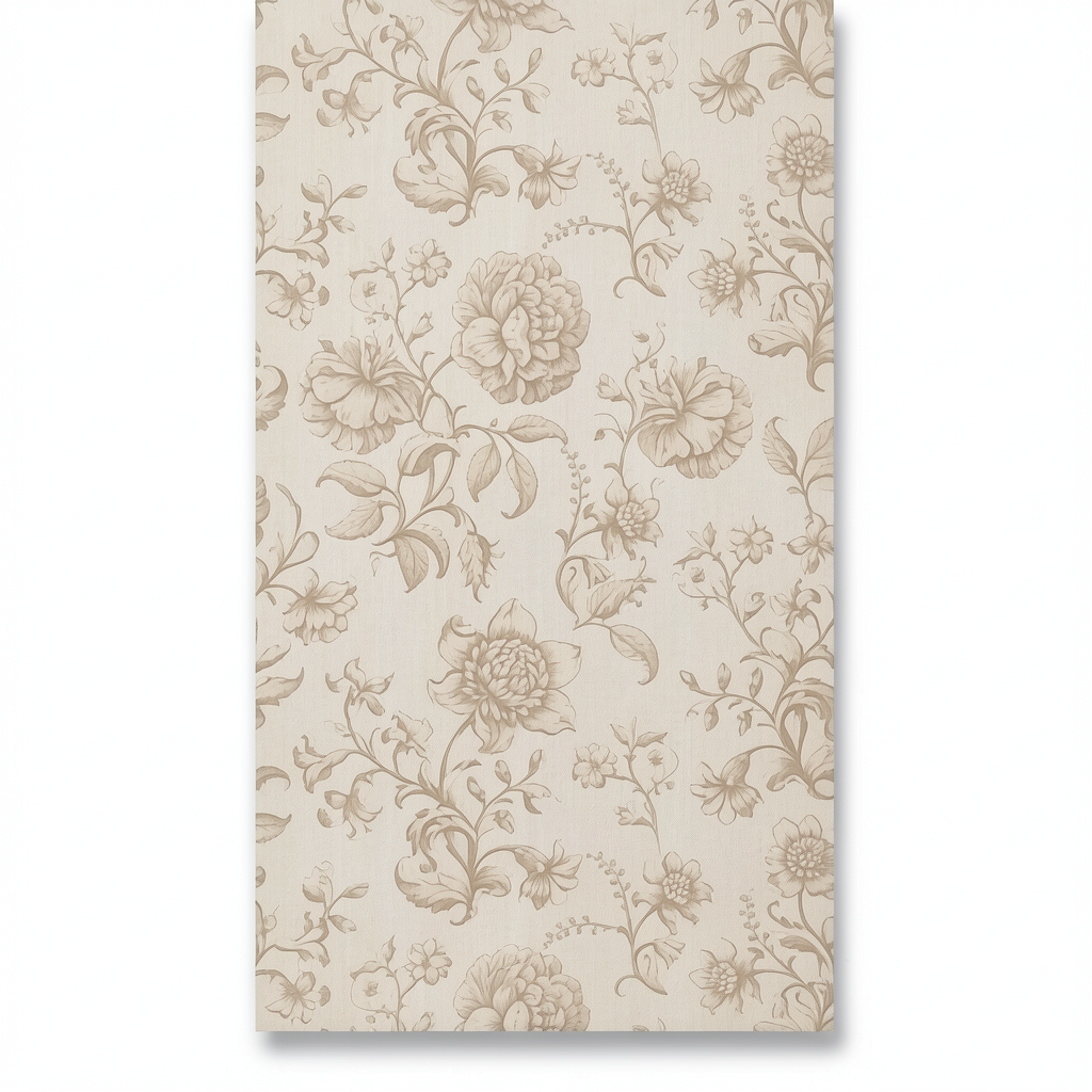 Floral Wall Decoration 10m x 0.53m Beige Color, Model 17812
