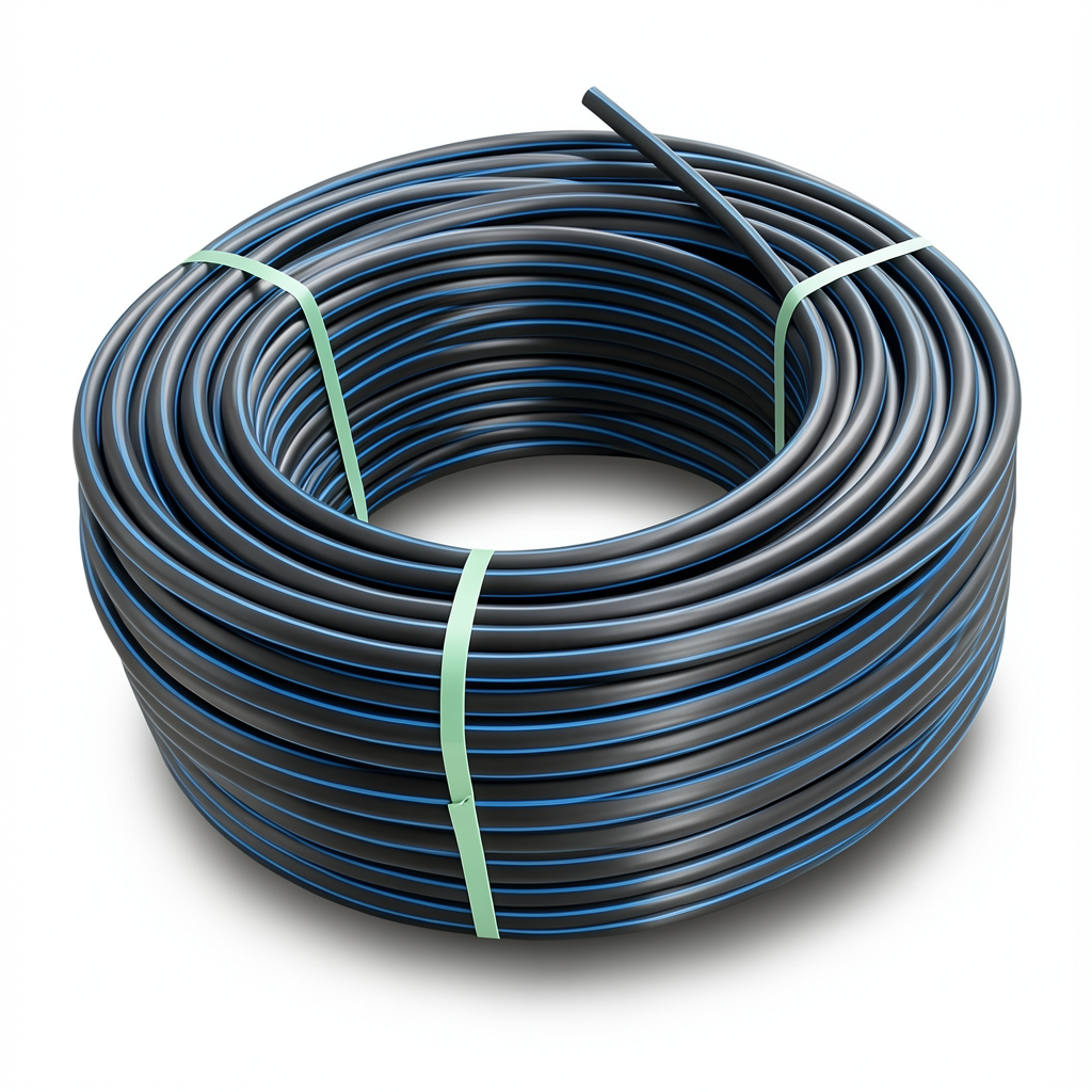 لفة أنابيب بلاستيك HDPE ضغط 4 بار PE 100 قطر خارجي 90 مم SDR 33 أسود مع خط أزرق