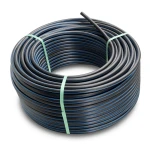 لفة أنابيب بلاستيك HDPE ضغط 9.9 بار PE 100 قطر خارجي 140 مم SDR 13.6 أسود مع خطوط زرقاء