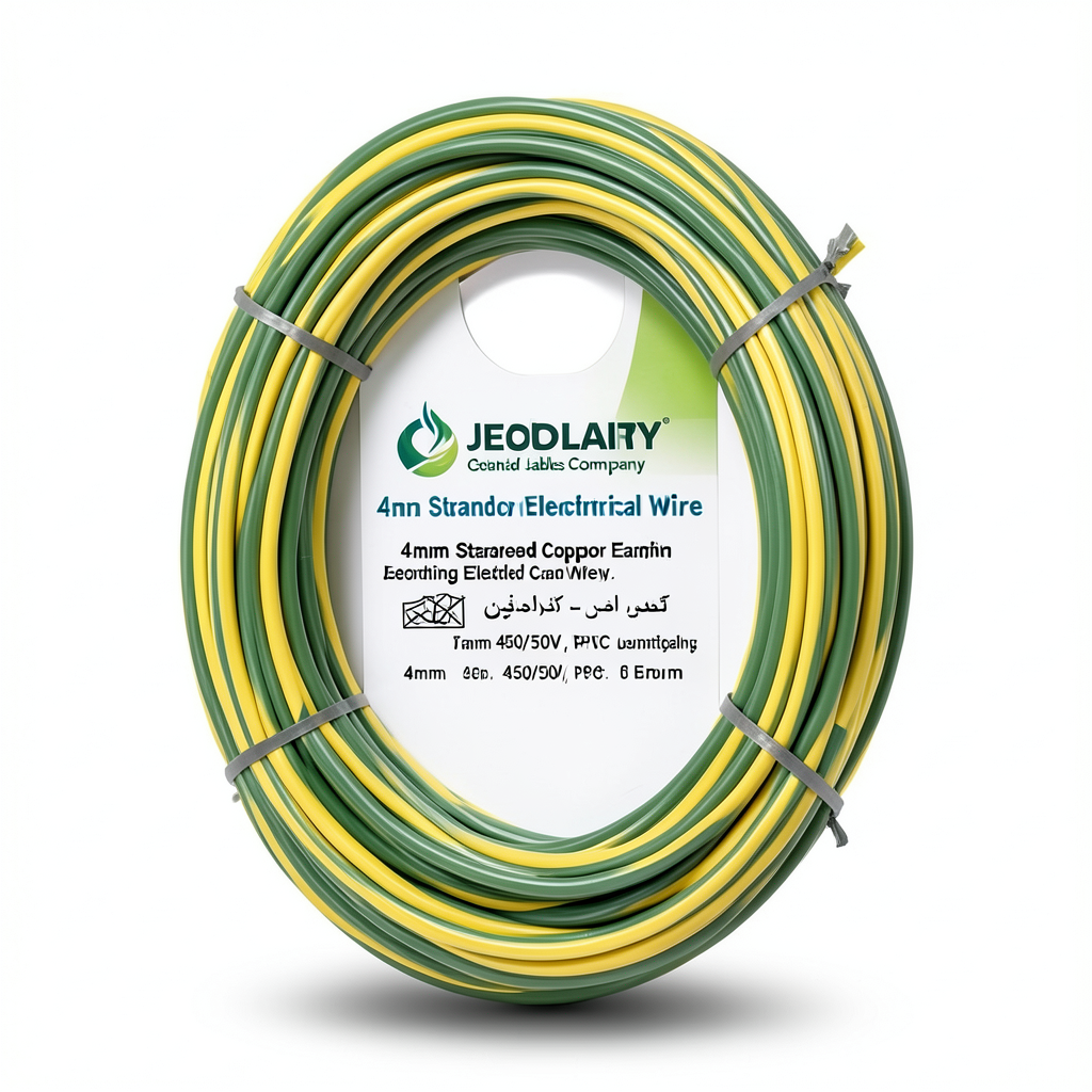 4mm Stranded Copper Earthing Electrical Wire 450/750V, Green/Yellow | Jeddah Cables Company