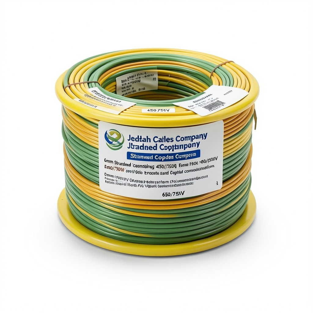 6mm Stranded Copper Earthing Electric Wire 450/750V, Yellow/Green | Jeddah Cables Company
