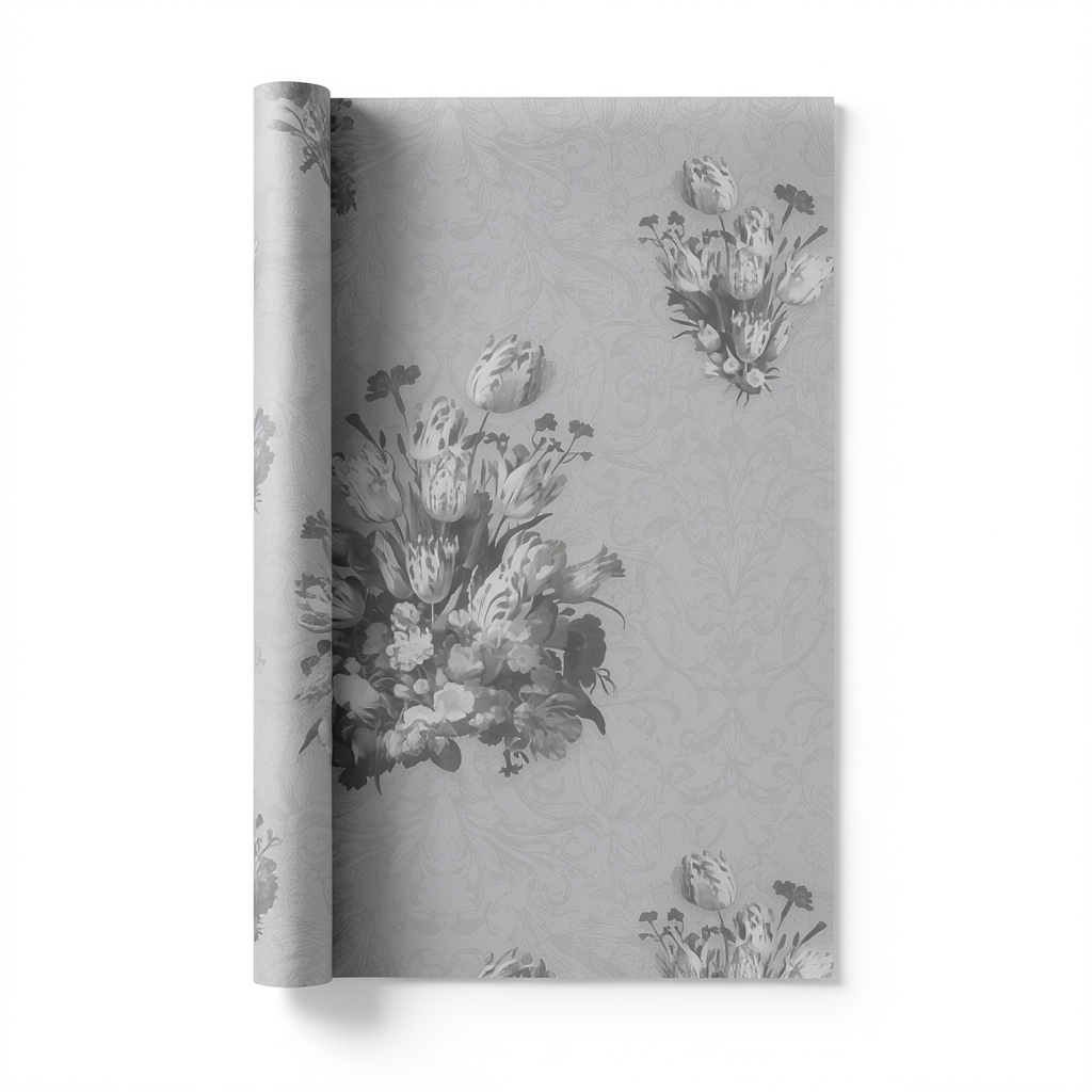 Floral Wallpaper Gray Color 10m x 0.53m Model 17805