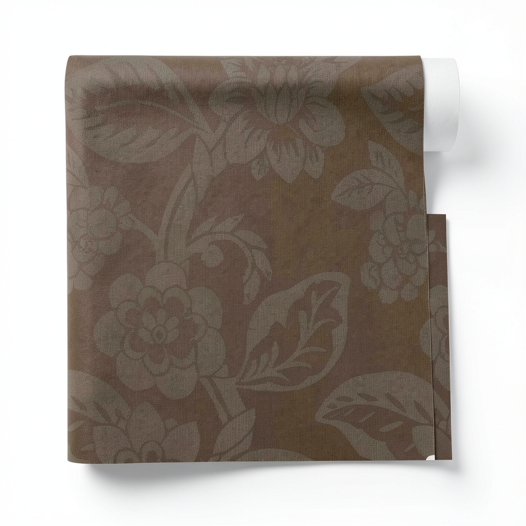 Floral Wall Covering 10m x 1.06m Brown Color, Model 700040