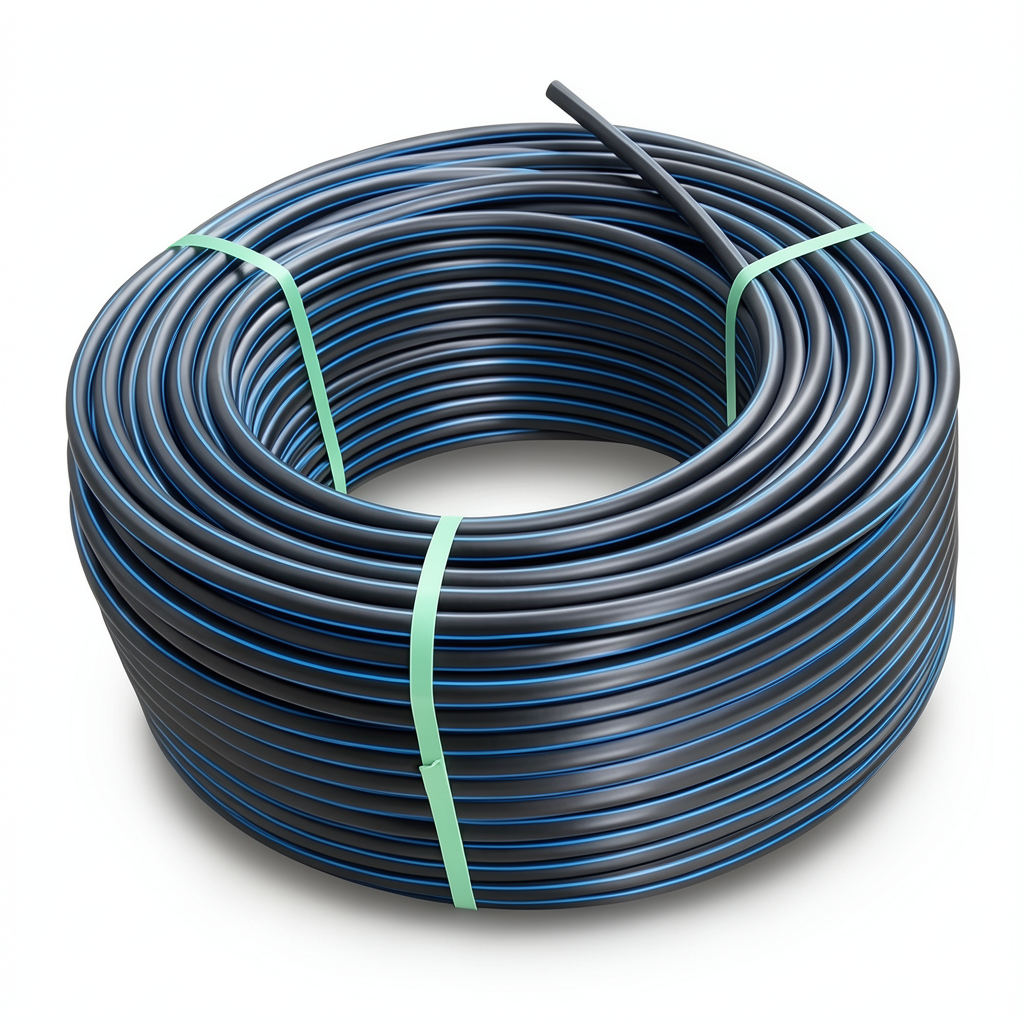 HDPE Plastic Coil Pipe PN 9.9 Bar PE 100 OD 125 mm SDR 13.6 Black with Blue Stripes