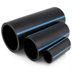 أنابيب HDPE الوطني لشبكات المياه ضغط 10 بار قطر خارجي 250 مم سمك 9.6 مم لون أسود