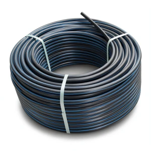 لفة أنابيب بلاستيك HDPE ضغط 12.5 بار PE 100 قطر خارجي 20 مم SDR 11 أسود مع خط أزرق