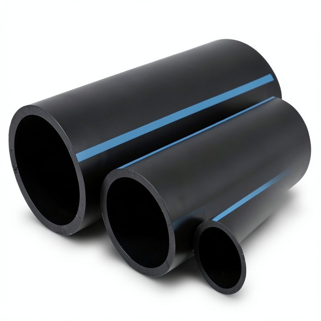 NPF HDPE Pipes for Water Networks Pressure 10 Bar Outside Diameter 90 mm Thickness 4.3 mm Black