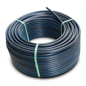 لفة أنابيب HDPE ضغط 12.5 بار PE 100 قطر خارجي 25 مم SDR 11 أسود مع خط أزرق