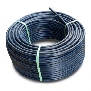 HDPE Plastic Coil Pipe PN 12.5 Bar PE 100 OD 125 mm SDR 11 Black with Blue Stripes