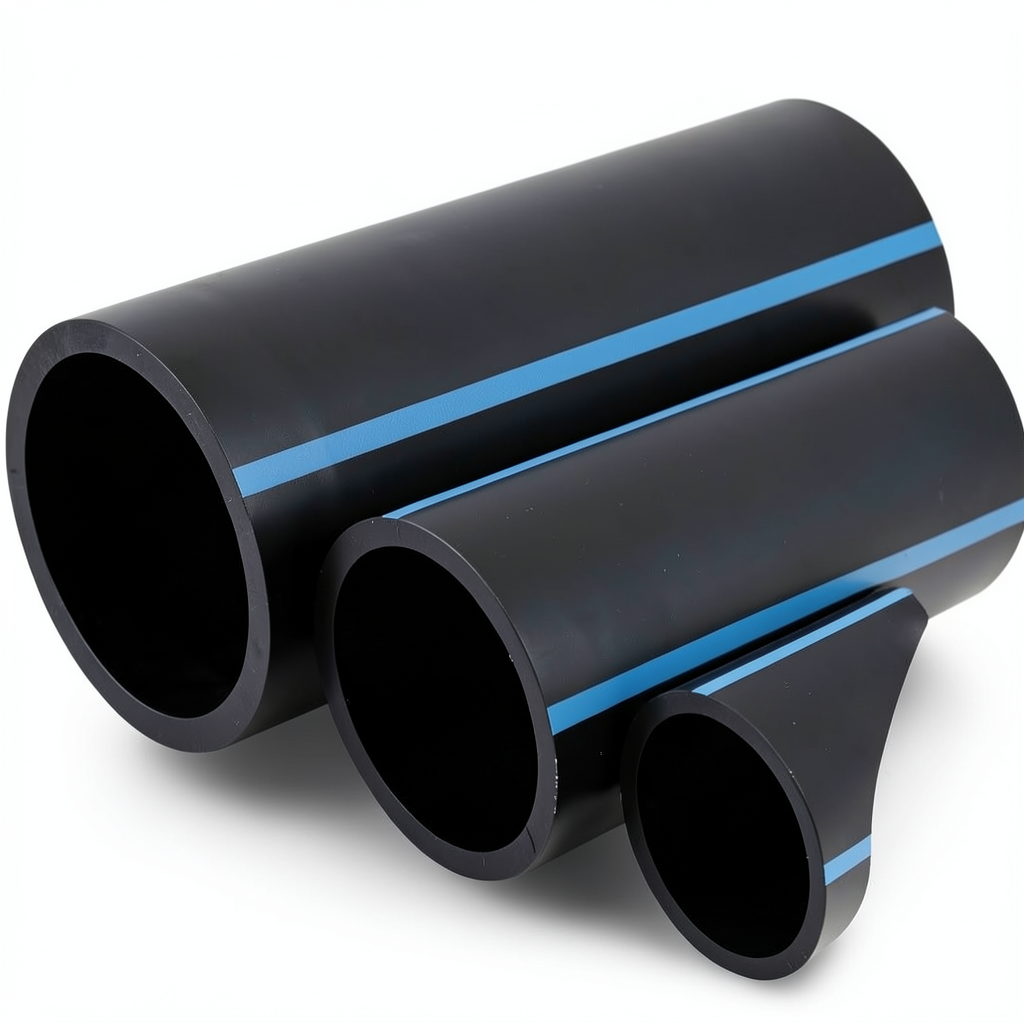 أنابيب HDPE لشبكات المياه ضغط 8 بار قطر خارجي 90 مم سمك 3.5 مم لون أسود