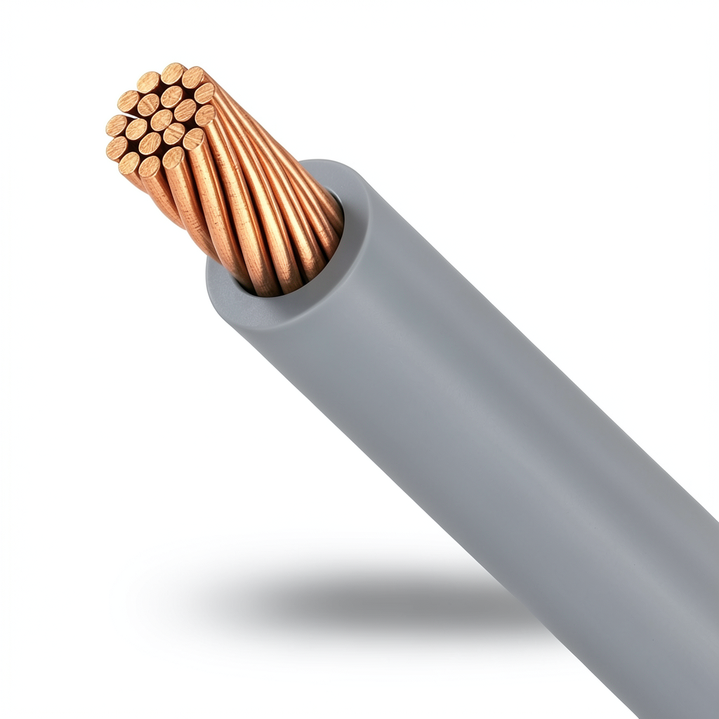 لفة سلك كهرباء مجدول نحاس 6mm، 450/750 فولت، معزول PVC رمادي