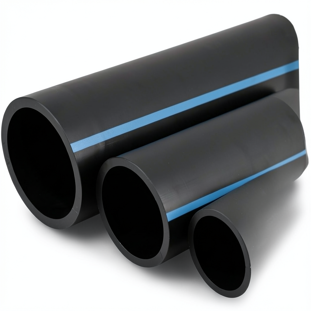 مواسير HDPE الوطني لشبكات المياه ضغط 10 بار قطر خارجي 90 مم سمك 4.3 مم لون اسود