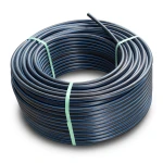 HDPE Plastic Coil Pipe Nominal Pressure 12.5 Bar PE 100 32 mm SDR 11 Black with Blue Stripes