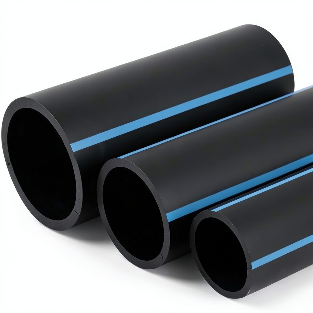 أنابيب HDPE الوطني 125 مم قطر خارجي، سمك 6 مم، ضغط 12.5 بار، لون أسود