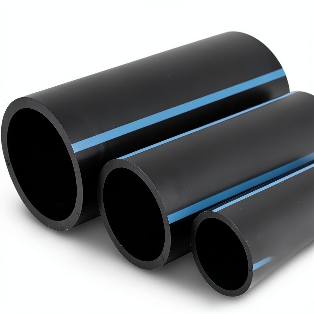 أنابيب HDPE لشبكات المياه ضغط 8 بار قطر خارجي 90 مم سمك 3.5 مم لون أسود