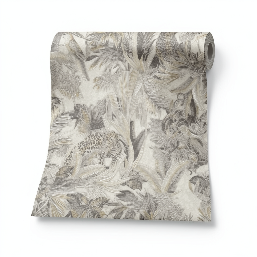 Italian Wallpaper Tropical Design Beige Color, Size 10mx0.70m, Model rc18001