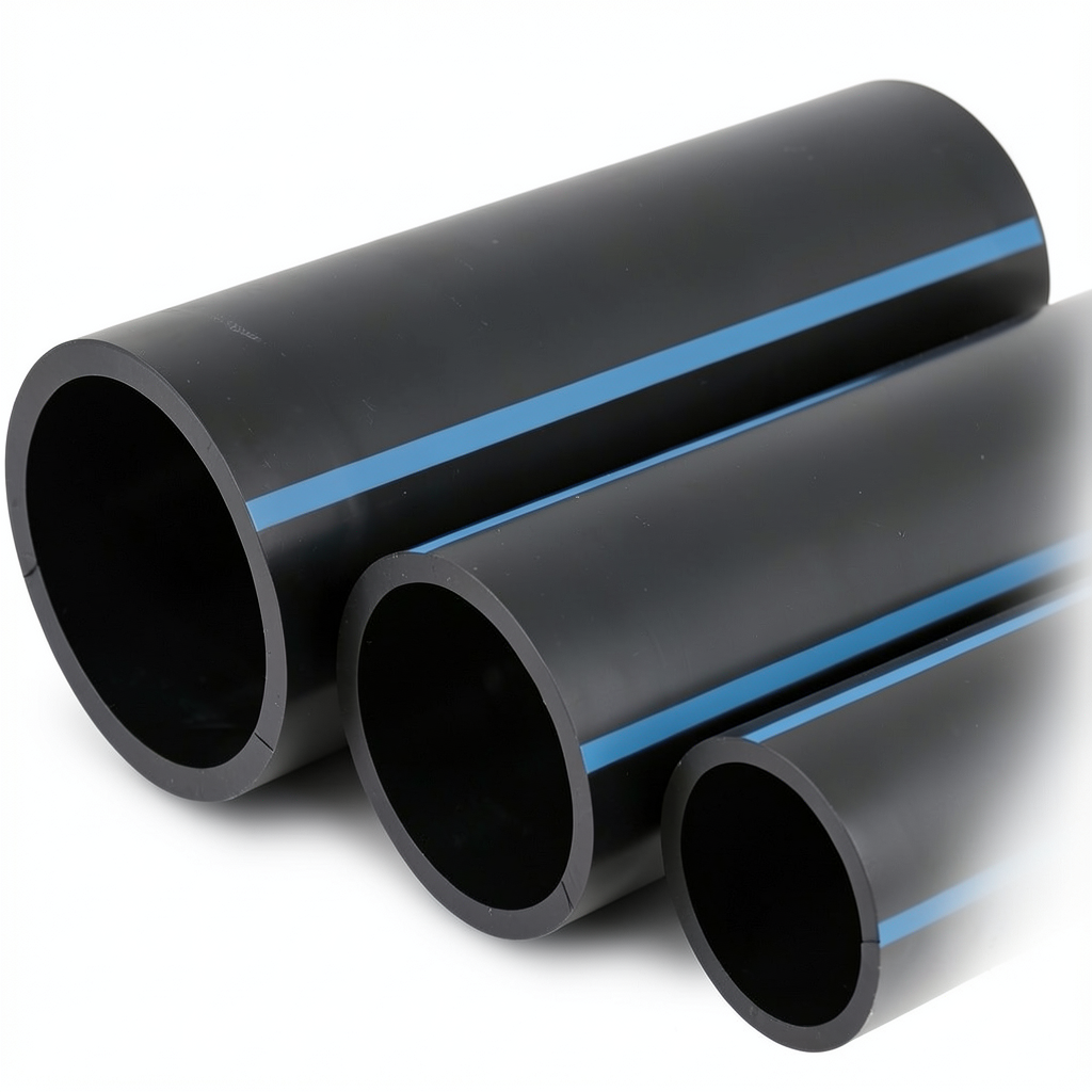 NPF HDPE Pipes Pressure 12.5 Bar Diameter 200 mm Thickness 9.6 mm Black