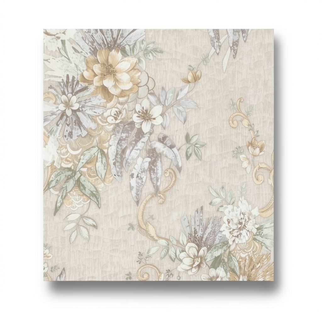 Wall Decoration Floral Design 10 m x 1.06 m Beige, Model 82864