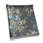 Italian Wallpaper Floral Design 10m x 1.06m, Dark Gray