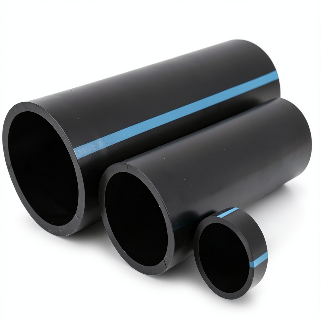 NPF HDPE Pipes Pressure 12.5 Bar Diameter 200 mm Thickness 9.6 mm Black