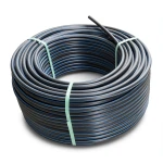 HDPE Plastic Coil Pipe Nominal Pressure 12.5 Bar PE 100 OD 110 mm SDR 11 Black with Blue Stripes