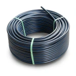 HDPE Plastic Coil Pipe PN 15.6 Bar PE 100 OD 32 mm SDR 9 Black with Blue Stripes