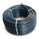 HDPE Plastic Coil Pipe Nominal Pressure 15.6 Bar PE 100 OD 63 mm SDR 9 Black with Blue Stripes