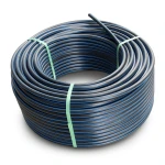 HDPE Plastic Coil Pipe PN 15.6 Bar PE 100 OD 90 mm SDR 9 Black with Blue Stripes
