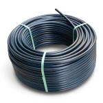 HDPE Plastic Coil Pipe PN 15.6 Bar PE 100, 110 mm SDR 9 Black with Blue Stripes