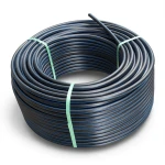 HDPE Plastic Coil Pipe Nominal Pressure 15.6 Bar PE 100, 140 mm SDR 9 Black with Blue Stripes