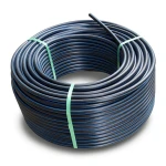 HDPE Plastic Coil Pipe Nominal Pressure 15.6 Bar PE 100 OD 160 mm SDR 9 Black with Blue Stripes
