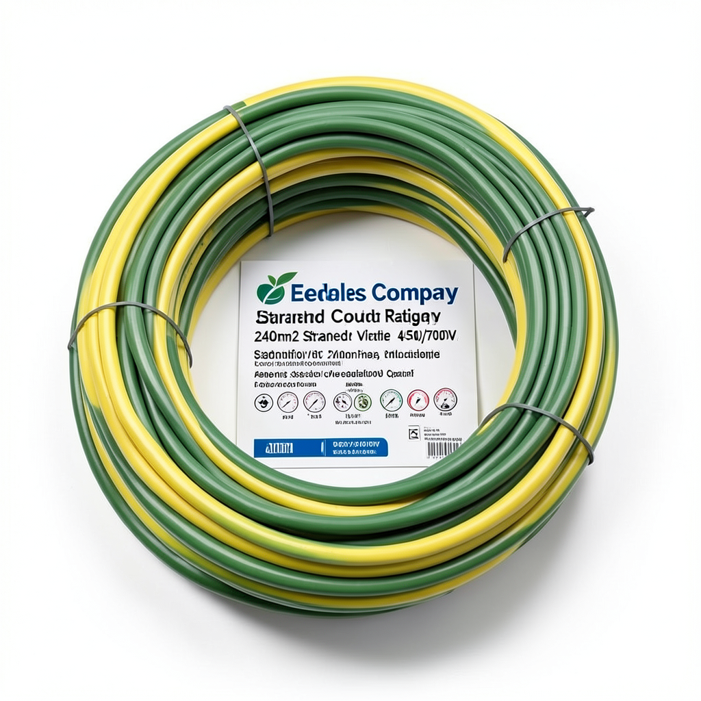 240mm2 Stranded Copper Earthing Wire 450/750 Voltage Rating, Yellow/Green | Jeddah Cables Company