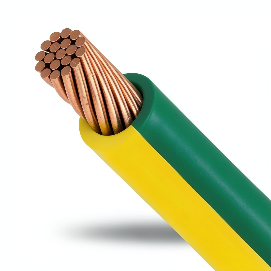 Stranded Copper Earthing Electric Wire 4mm2, 450/750V, PVC Insulation Green/Yellow