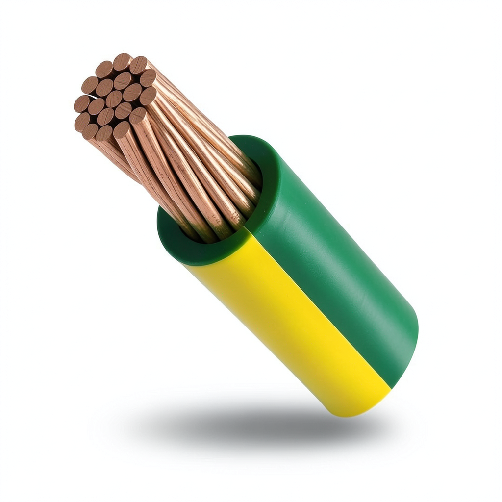 Stranded Copper Earthing Electrical Wire 6mm, 450/750V, PVC Insulated Green/Yellow