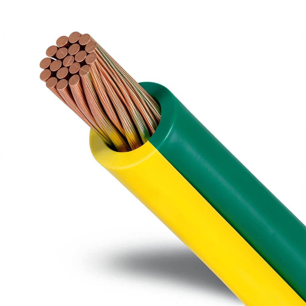 سلك تأريض نحاس مجدول 10 sq mm، 450/750V، عزل PVC اخضر/اصفر