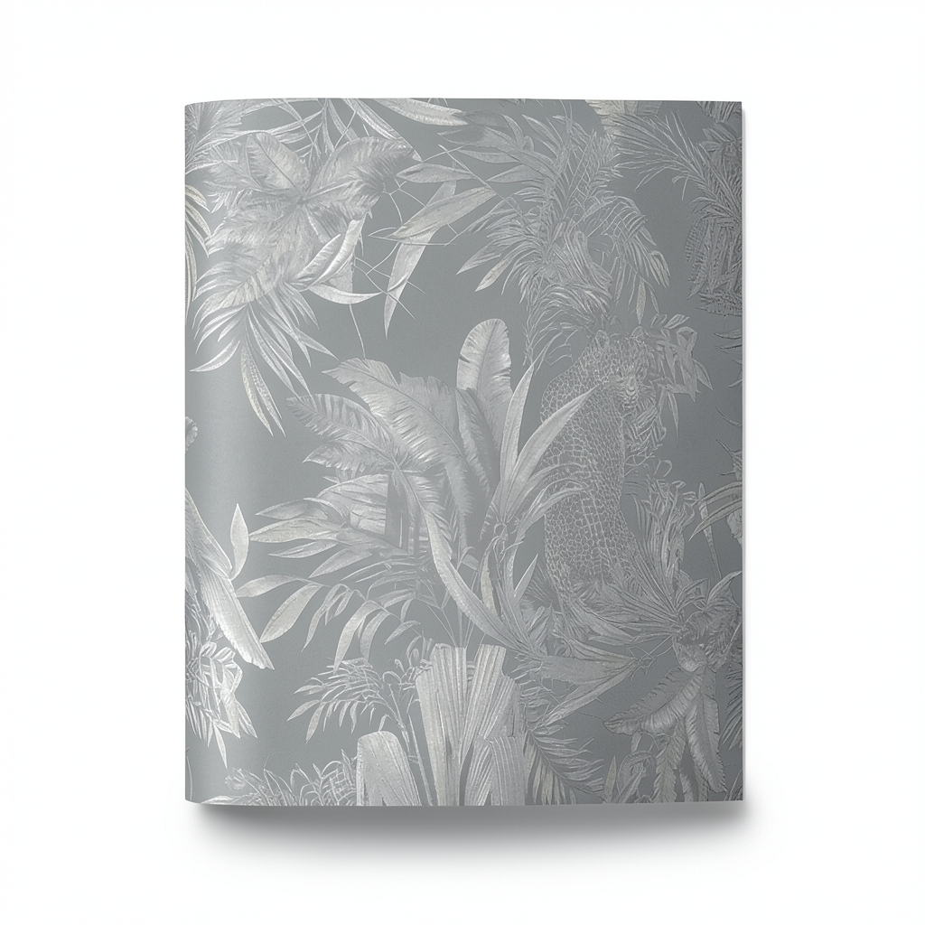 Italian Wallpaper Tropical Design Gray Color, Size 10mx0.70m, Model RC18004