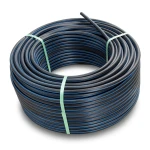 HDPE Plastic Coil Pipe Nominal Pressure 12.5 Bar PE 100 OD 110 mm SDR 11 Black with Blue Stripes