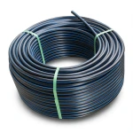 HDPE Plastic Coil Pipe Nominal Pressure 12.5 Bar PE 100 OD 140 mm SDR 11 Black with Blue Stripes