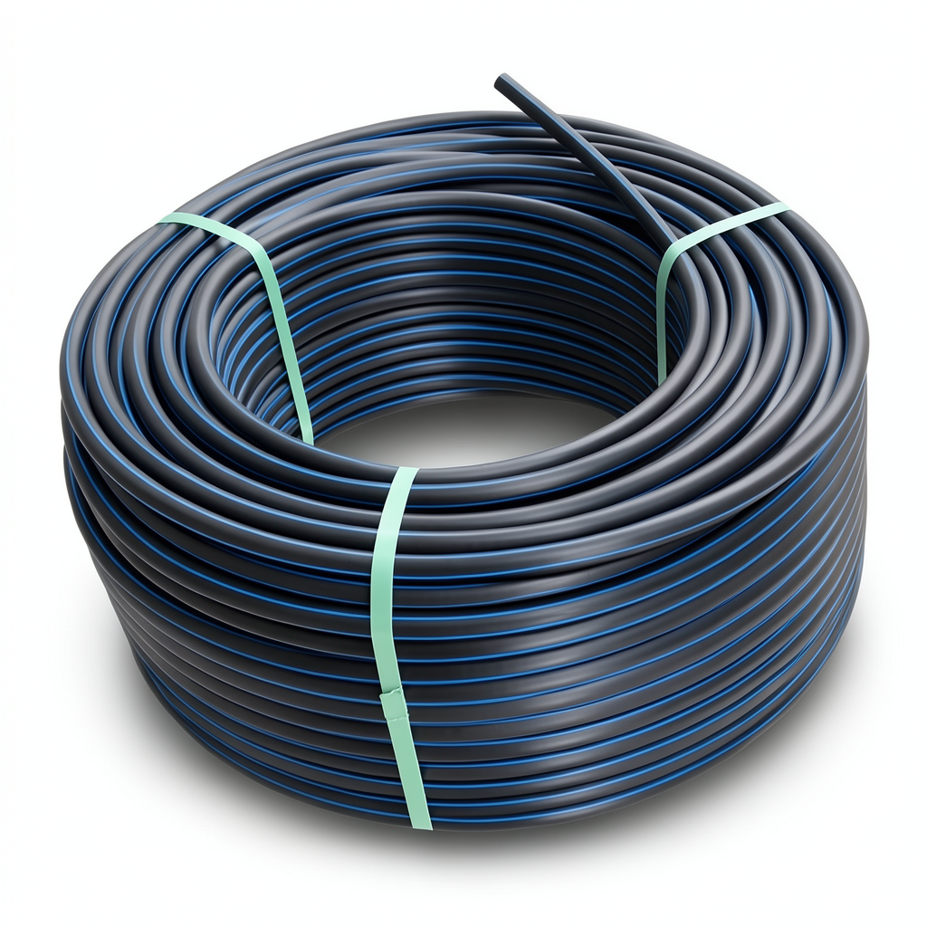 HDPE Plastic Coil Pipe PN 12.5 Bar PE 100 OD 160 mm SDR 11 Black with Blue Stripes