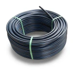HDPE Plastic Coil Pipe Nominal Pressure 15.6 Bar PE 100 25 mm SDR 9 Black with Blue Stripes