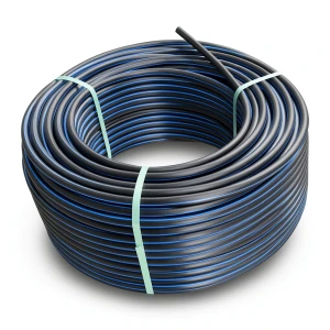 HDPE Plastic Coil Pipe PN 15.6 Bar PE 100 OD 32 mm SDR 9 Black with Blue Stripes