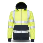 Hi-Vis Full Zip Hoodie with Reflective Strips