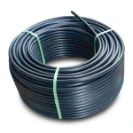 HDPE Plastic Coil Pipe Nominal Pressure 15.6 Bar PE 100 OD 63 mm SDR 9 Black with Blue Stripes