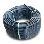 HDPE Plastic Coil Pipe PN 15.6 Bar PE 100 OD 90 mm SDR 9 Black with Blue Stripes