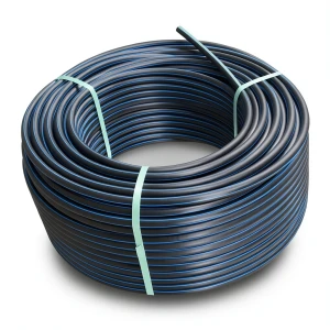 لفة أنابيب بلاستيك بولي ايثيلين عالي الكثافة ضغط 15.6 بار [PE 100] قطر خارجي 110 مم SDR 9 لون أسود مع خط أزرق