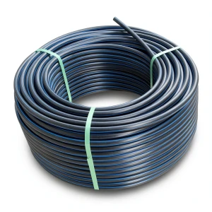 لفة أنابيب HDPE ضغط 15.6 بار PE 100 قطر خارجي 160 مم SDR 9 أسود مع خطوط زرقاء