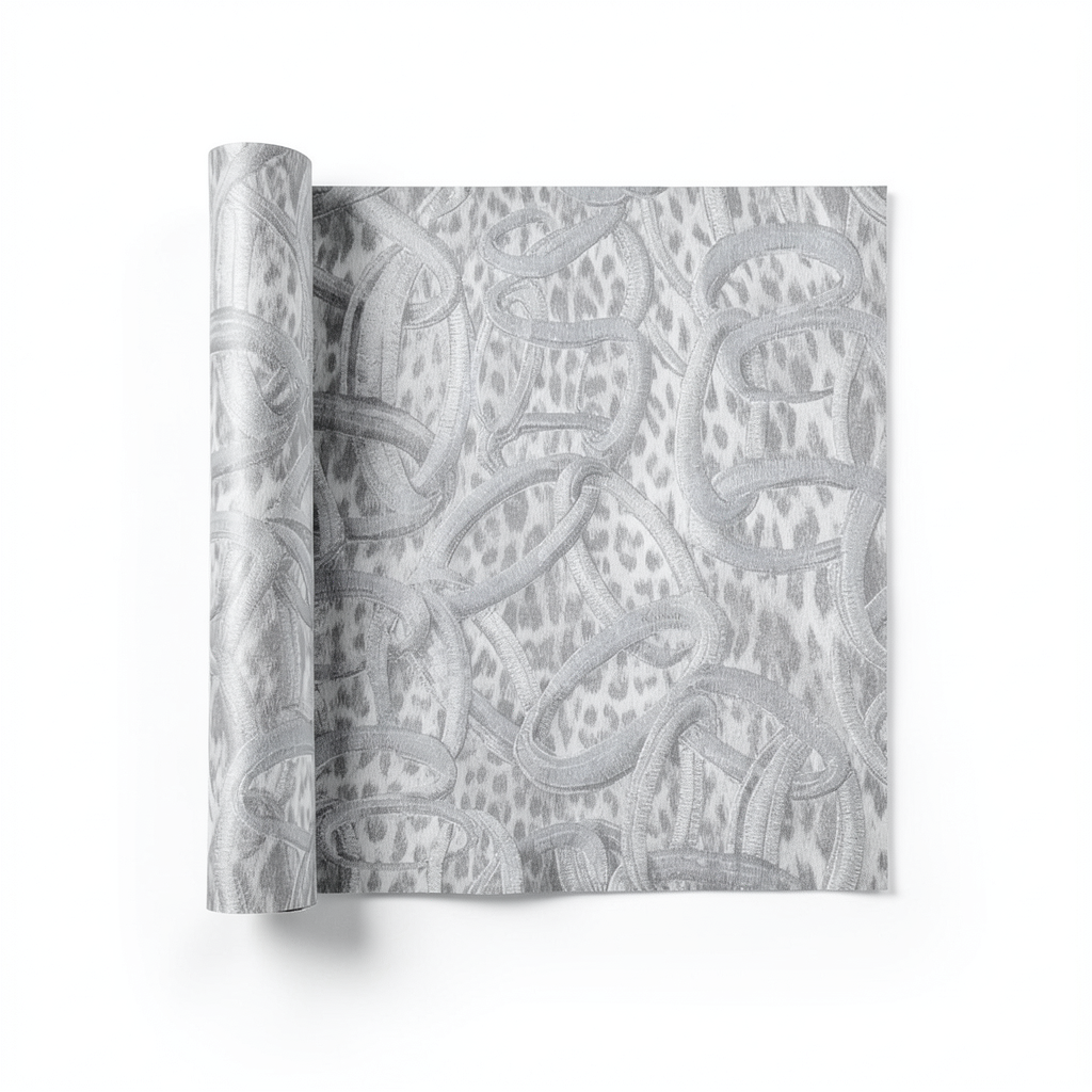 Italian Wallpaper Patterned Design Gray Color, Size 10mx0.70m, Model RC18022