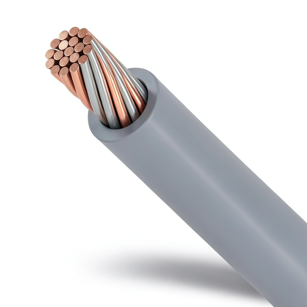 Stranded Copper Electric Wire 95mm2, 450/750V PVC Insulation, Gray