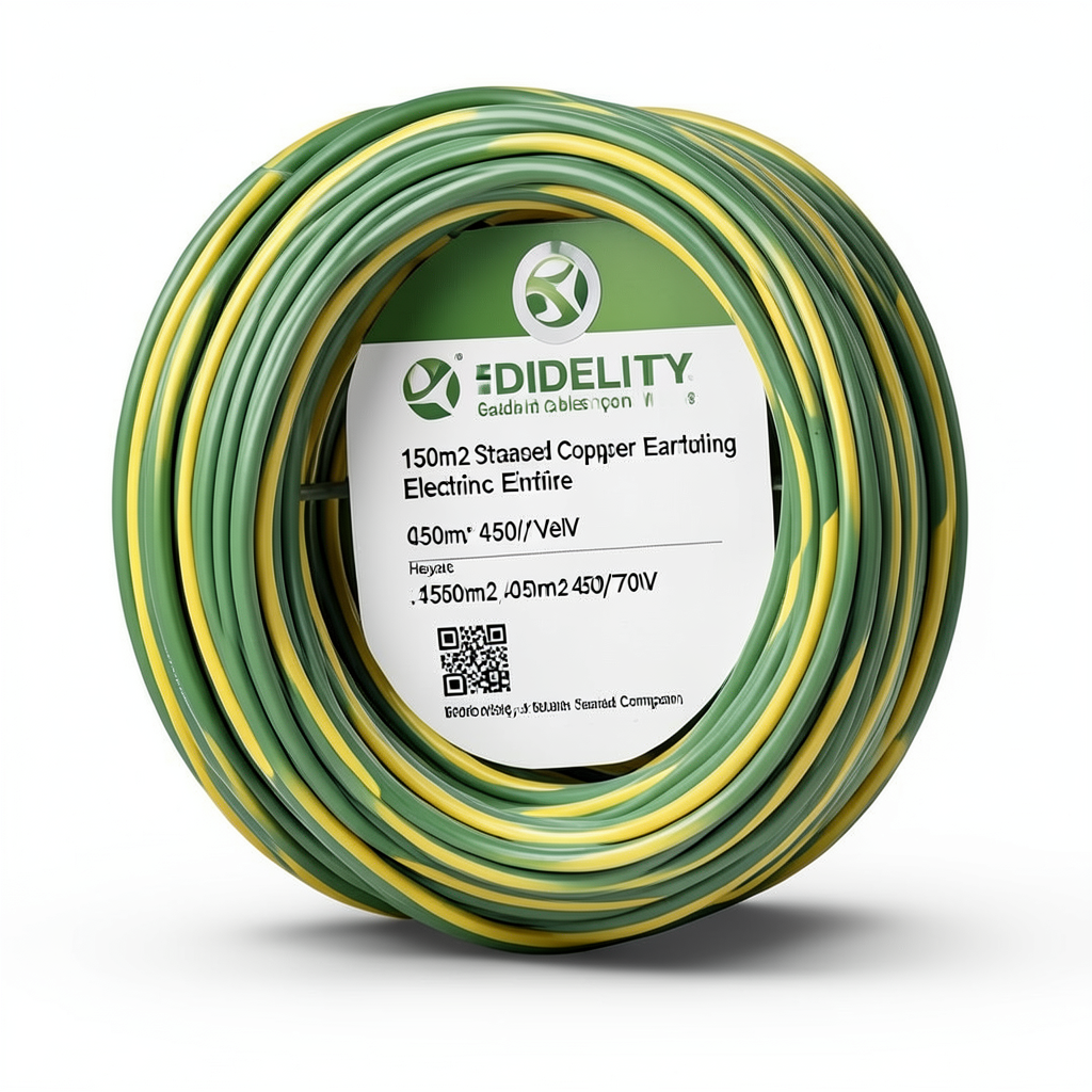 150mm2 Stranded Copper Earthing Electric Wire 450/750V, Green/Yellow | Jeddah Cables Company