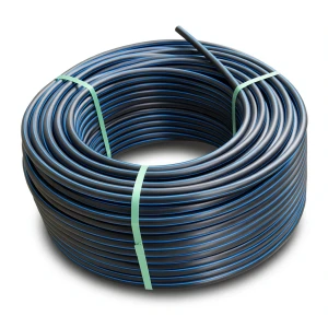 HDPE Plastic Coil Pipe PN 15.6 Bar PE 100 OD 40 mm SDR 9 Black with Blue Stripes